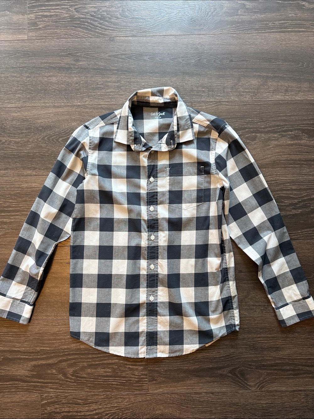 Cat & Jack Black and White Check Button-Up Shirt